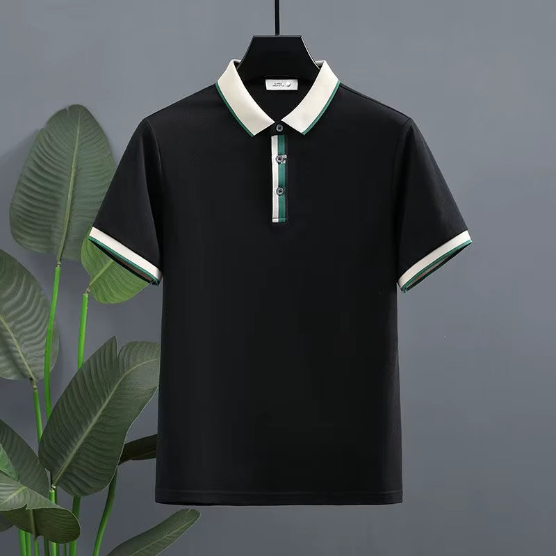 Katoenen piqué herenpolo met contrastdetail in casual stijl - Mateo