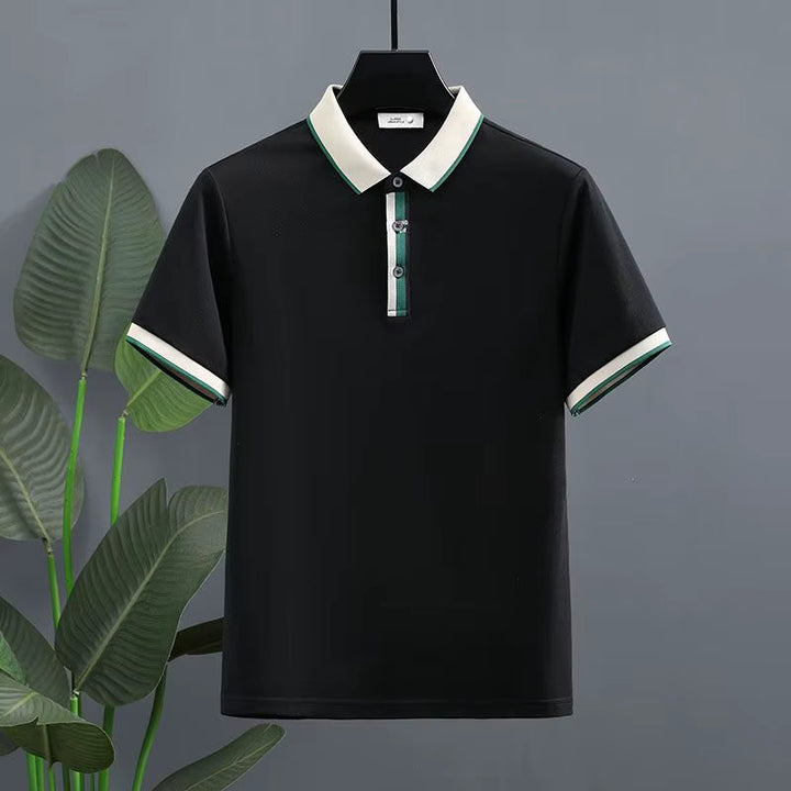 Katoenen piqué herenpolo met contrastdetail in casual stijl - Mateo
