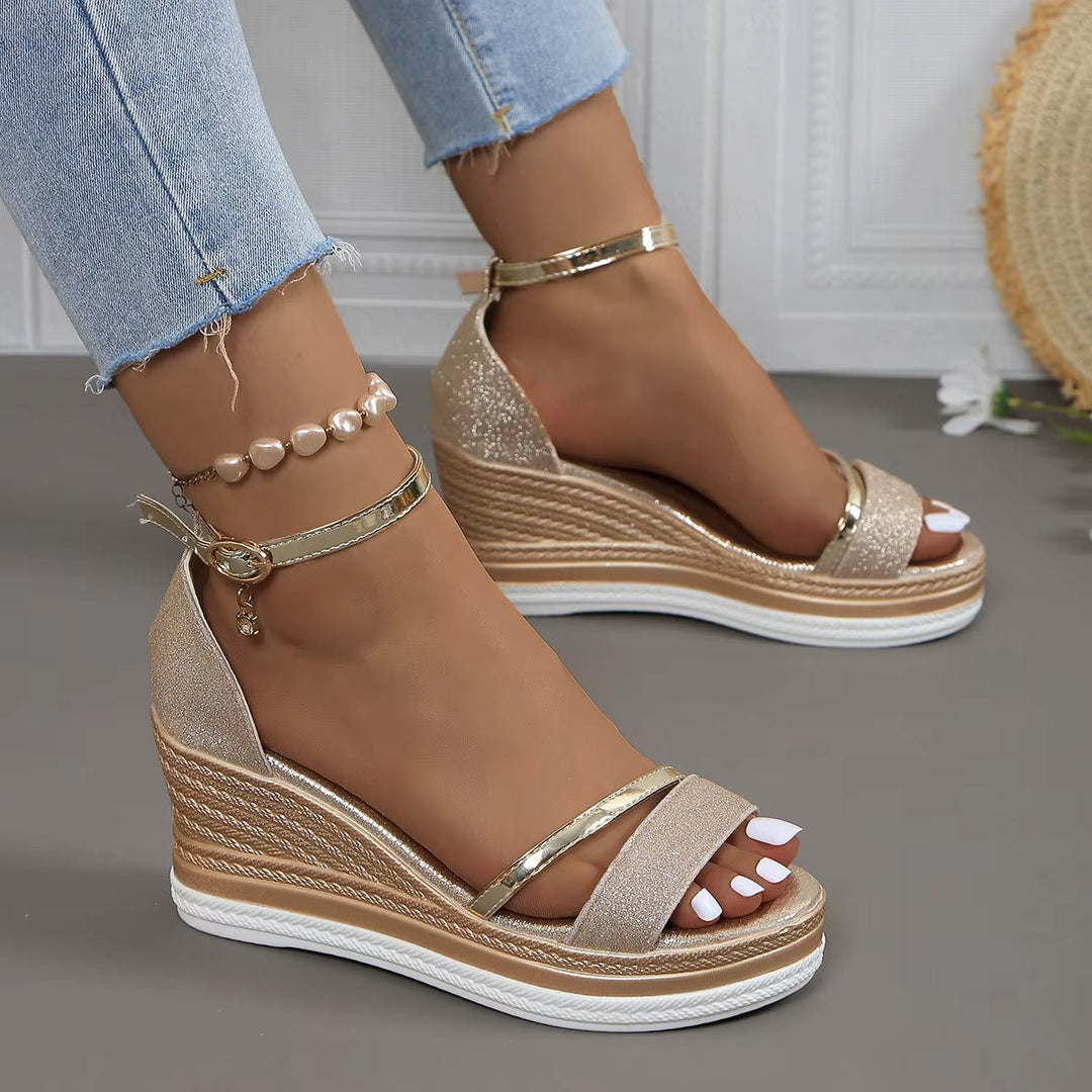 Vrouwen glitter sandalen elegante hoge wig stijl - Jimena