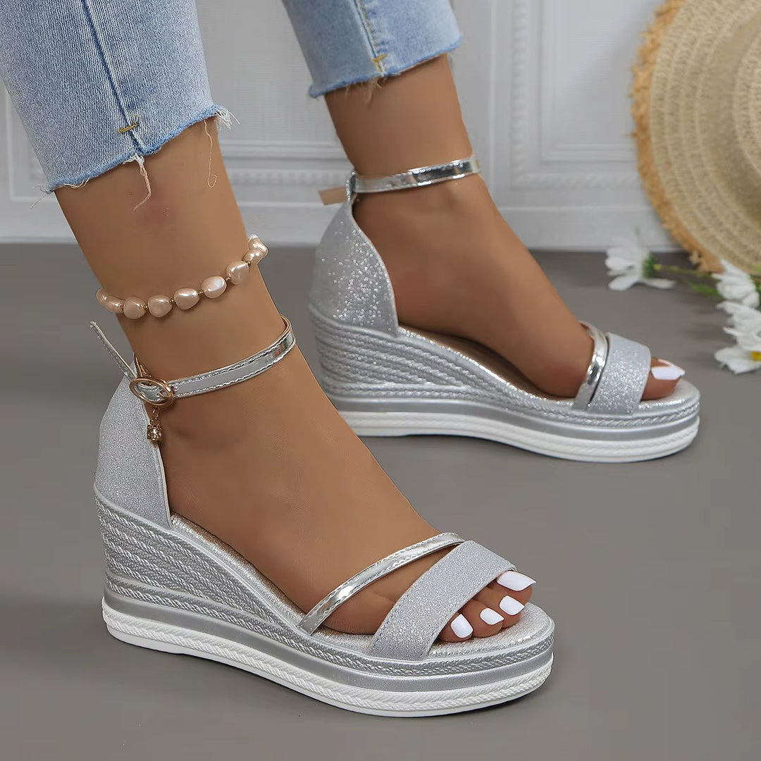 Vrouwen glitter sandalen elegante hoge wig stijl - Jimena