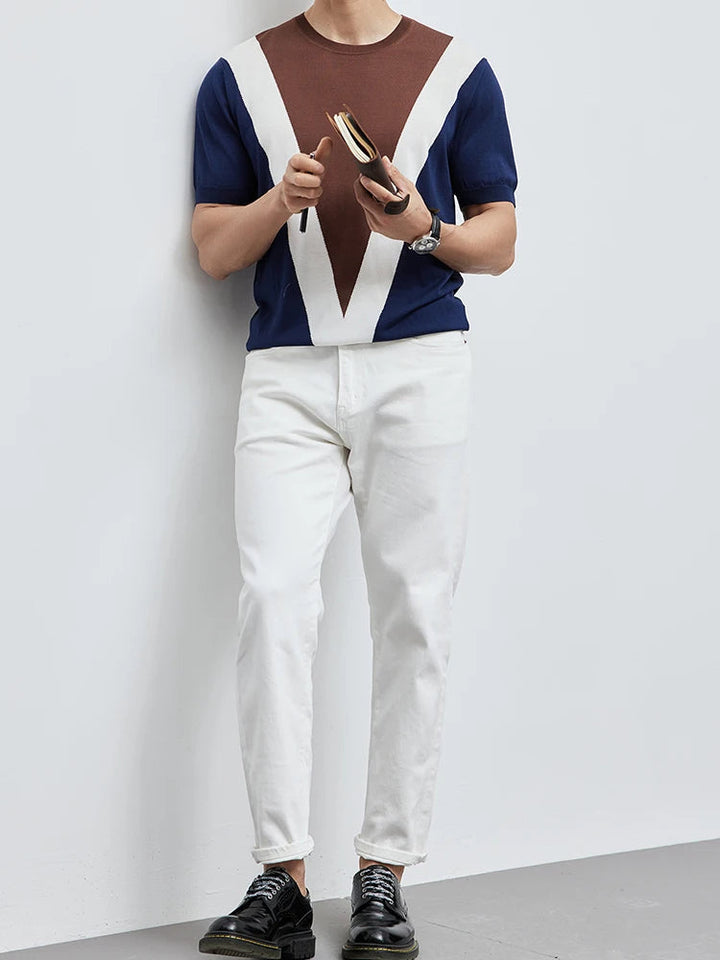 Heren-T-shirt acetaatmix modern geometrisch ontwerp - Ivan