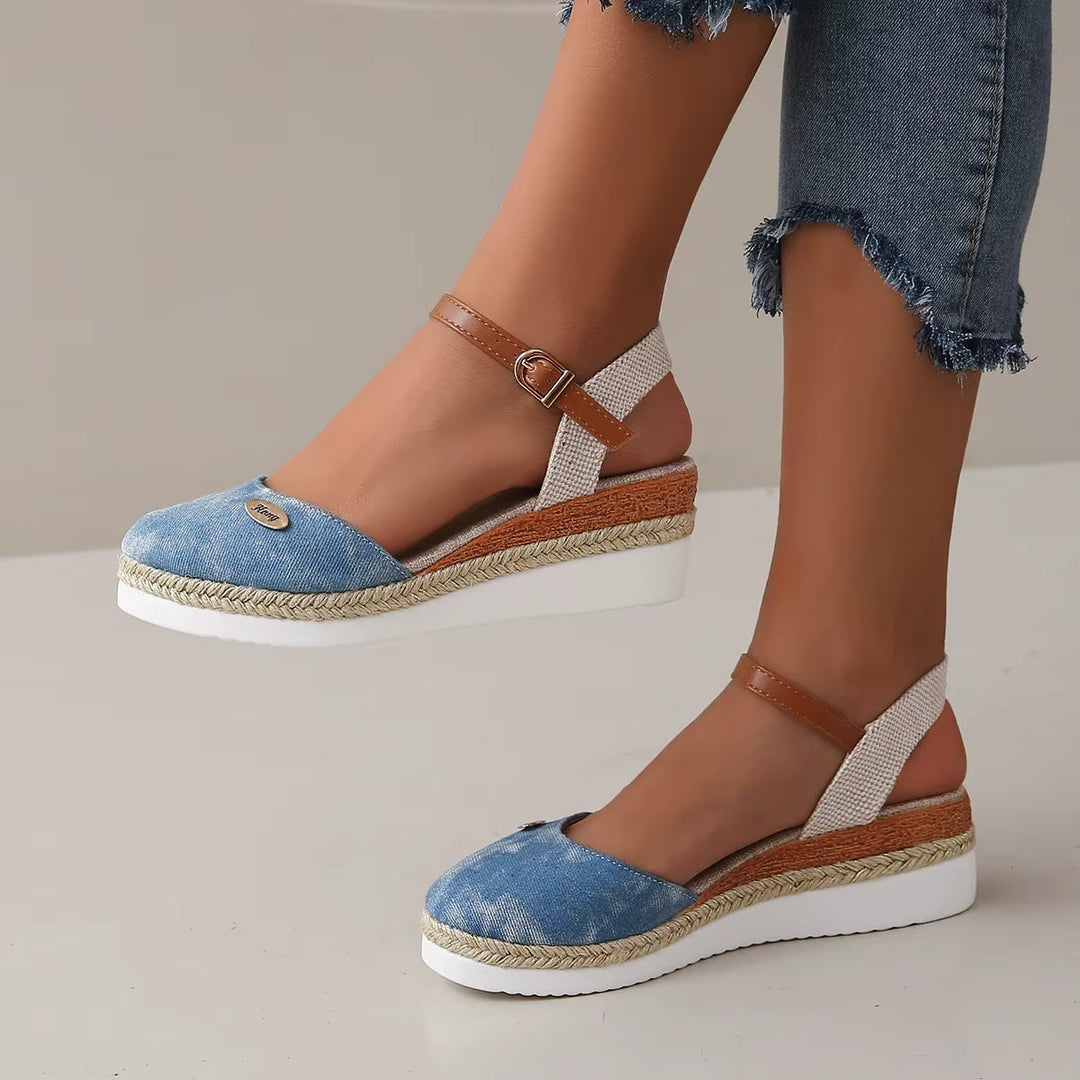 Sleehakken in canvas voor dames met verstelbaar espadrillebandje - Clara