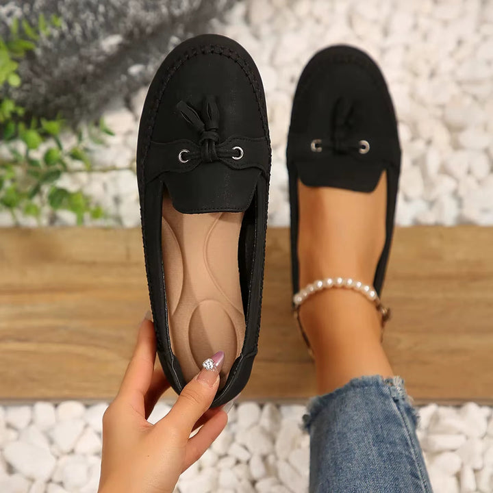 Slipbestendige platte damesloafers met strikdetail - Martina