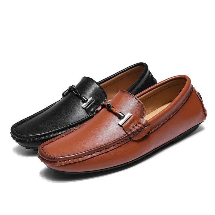 Ademende leren heren loafers sportieve stijl zwart - Veron
