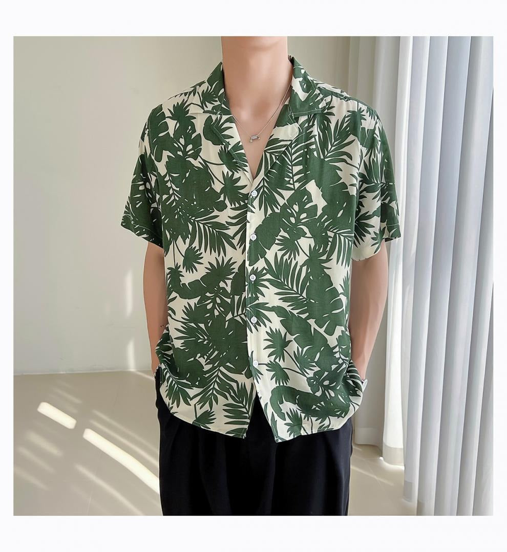 Herenoverhemd van viscose met tropische print, loose fit - Julian