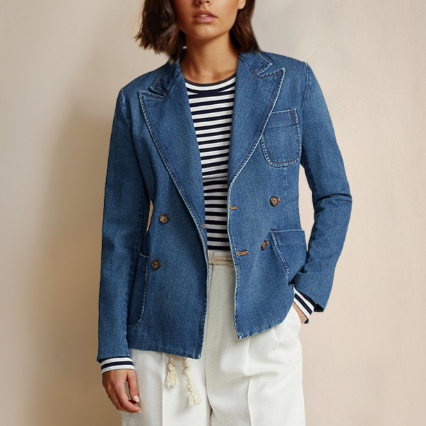 Bely - Denim blazer met twee knopen