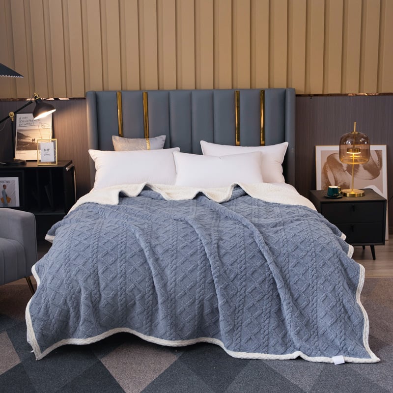 Dubbellaagse thermische deken met zacht wollen effect