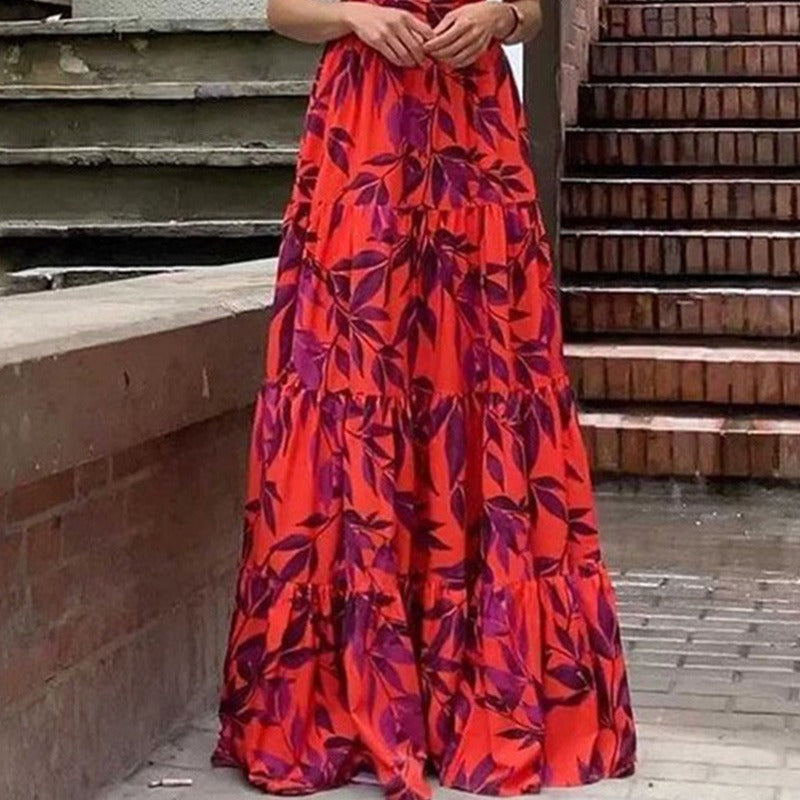 Lange jurk met bloemenprint en open rug - Mariluz