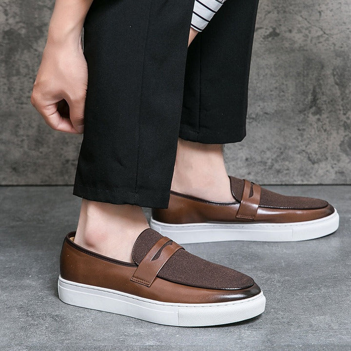 Heren bruine leren casual loafers Britse stijl - Camden