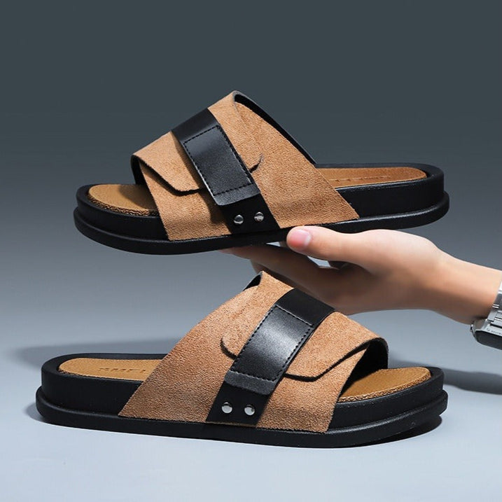 Kunstleren herensandalen cross over comfortabel ontwerp - Mateo