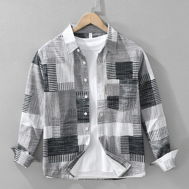 Herenoverhemd katoenen patchworkprint casual stijl - Hector