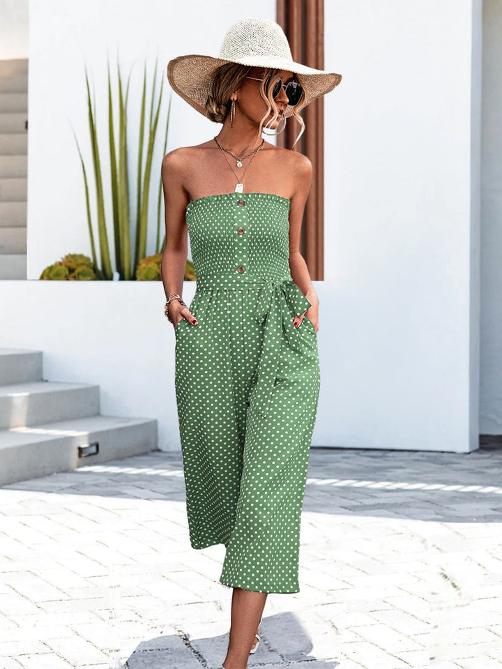 Zomerse strapless jumpsuit met stippenprint voor dames - Natalia