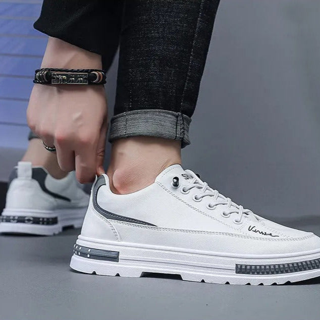Herensneakers van synthetisch leer met hoge zool - Bruno