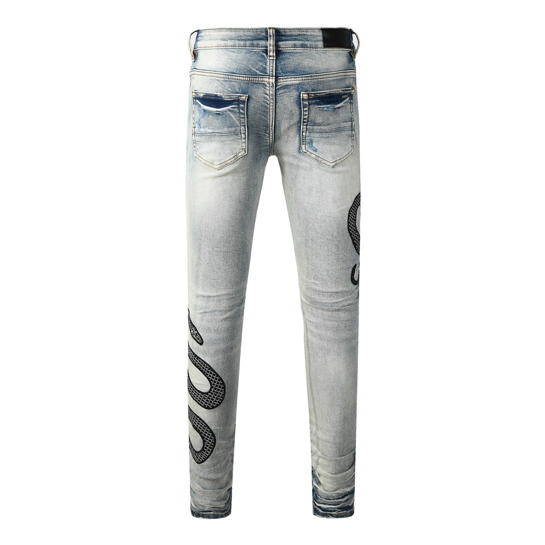 Skinny jeans met slangenprint - Eldric