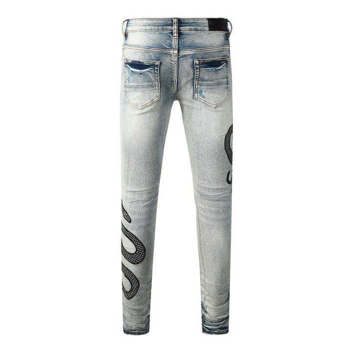 Skinny jeans met slangenprint - Eldric
