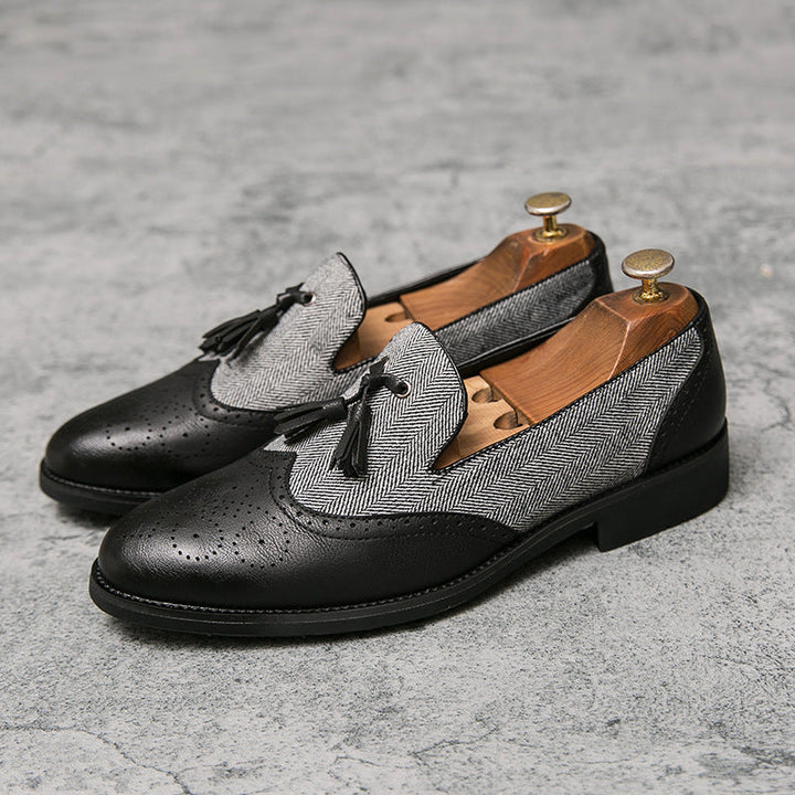Heren mocassins leer textiel casual - Henrik