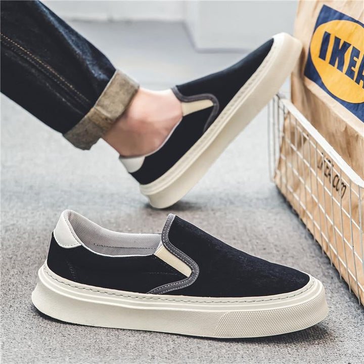 Herenslip-on sportschoenen lichtgrijs ademend canvas - Adrix