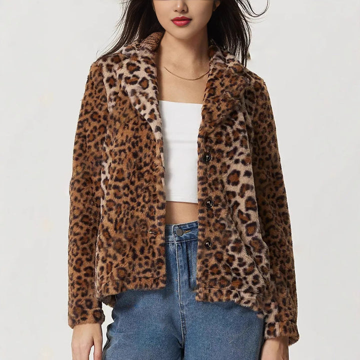 Jas met revers met luipaardprint - Mireille