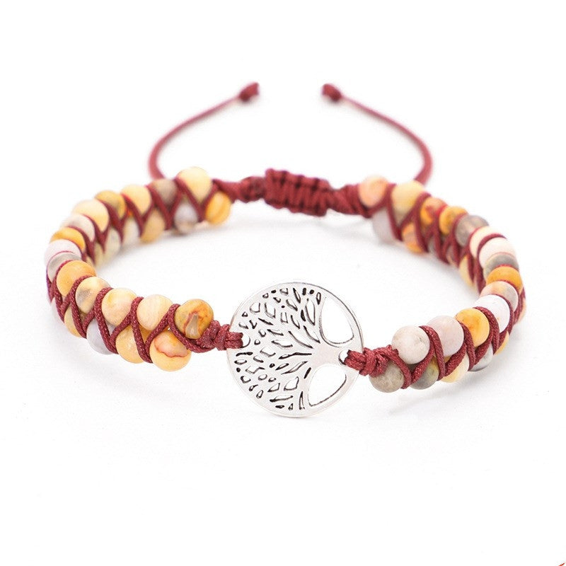 Yoga armband geweven met levensboom bedel