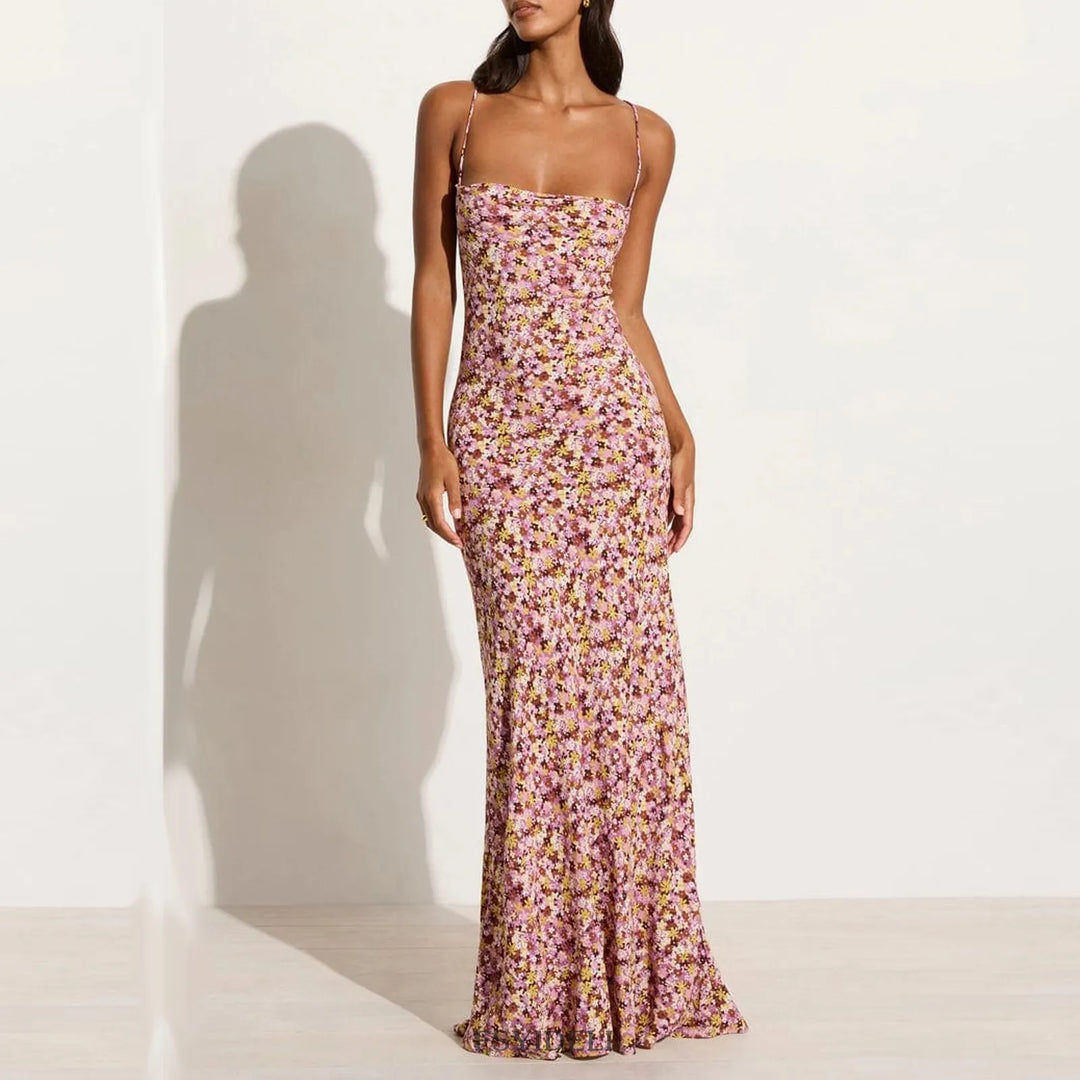 Lenay - Strappy Bloemenprint Kriskras Flowy Lange Soondress