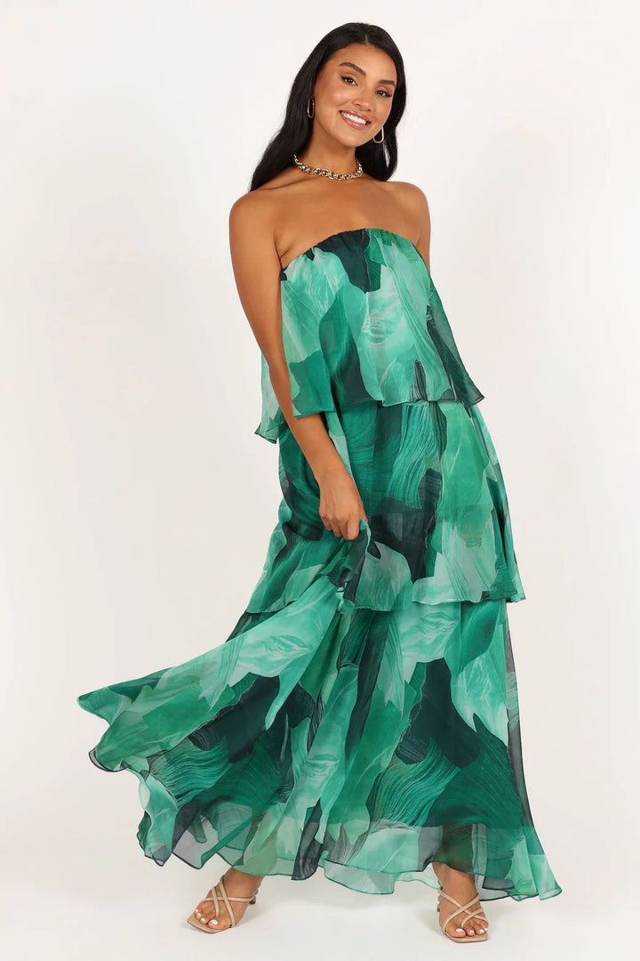 Zule Multi-layer strapless maxi jurk