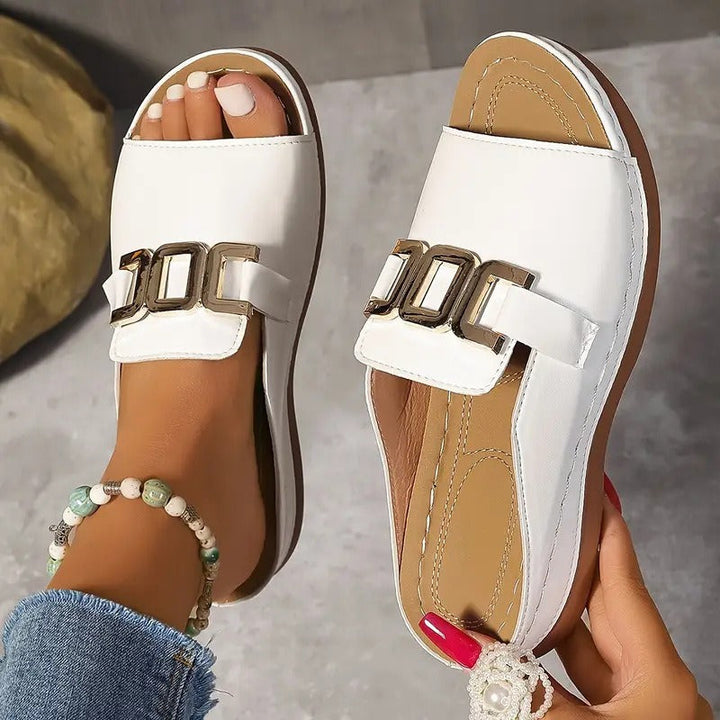 Damessandalen met metalen gesp slip-on stijl - Elena