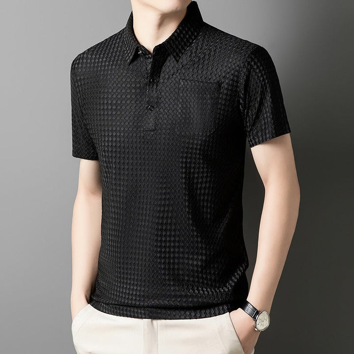 Geometrisch geweven poloshirt met zak voor heren - Marcelo
