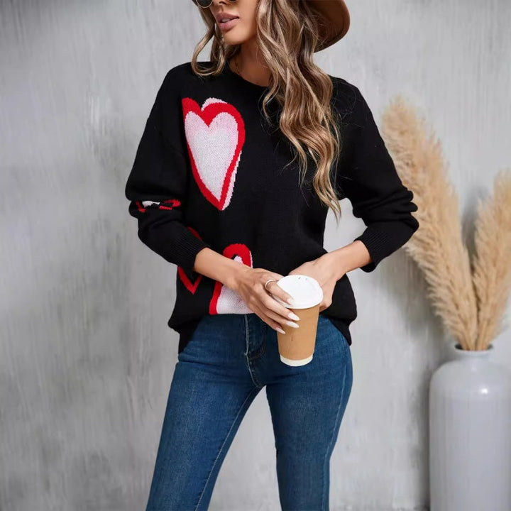 Gebreide trui met centraal hart voor dames - Virela
