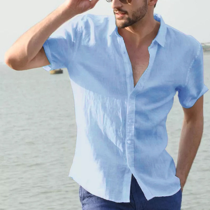 Heren linnen overhemd korte mouw casual stijl - Ivan