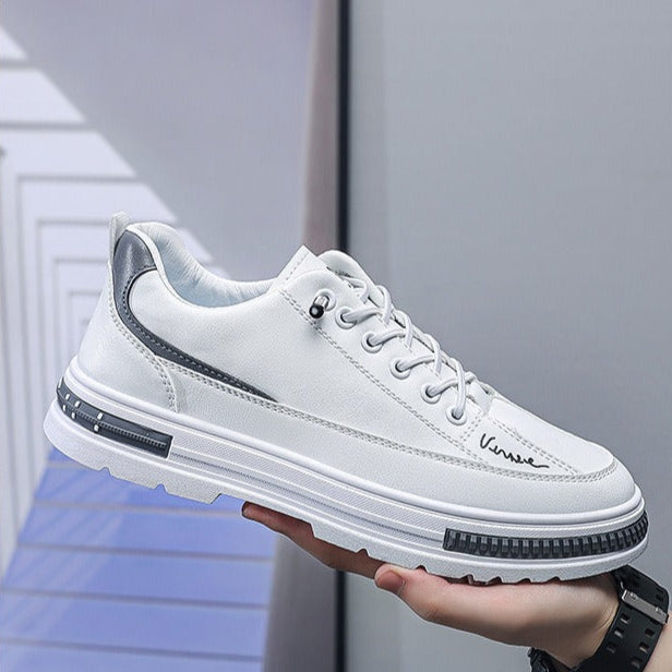 Herensneakers van synthetisch leer met hoge zool - Bruno