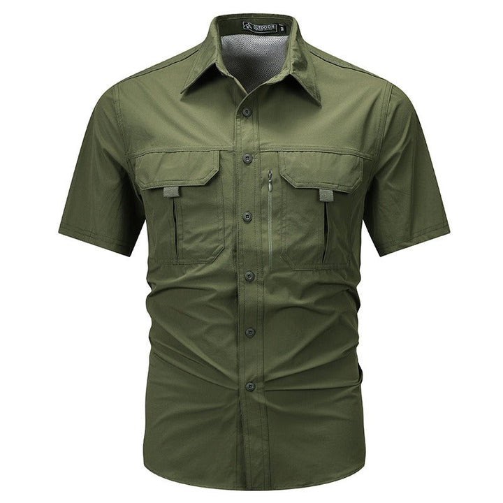 Herenhemd met korte mouwen in technische polyester utility-stijl - Mateo