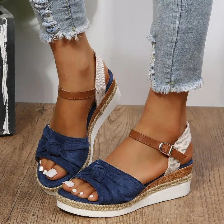 Damessandalen van canvas met casual strik in platformstijl - Beatriz