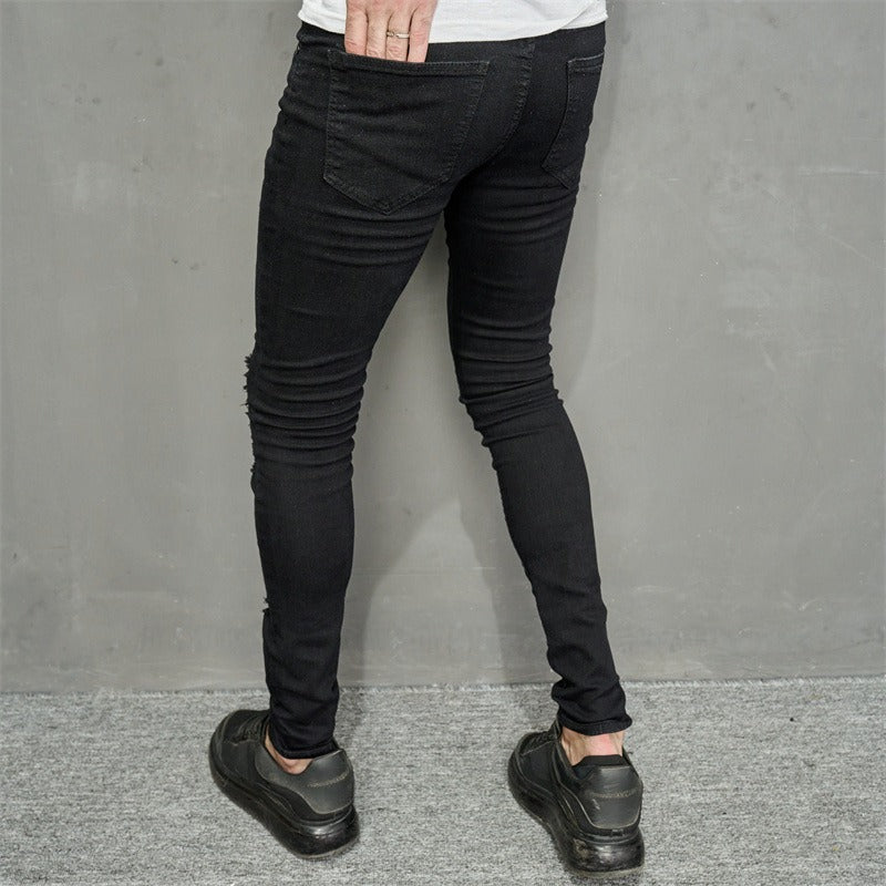 Heren denim gescheurde skinny jeans - Ivan
