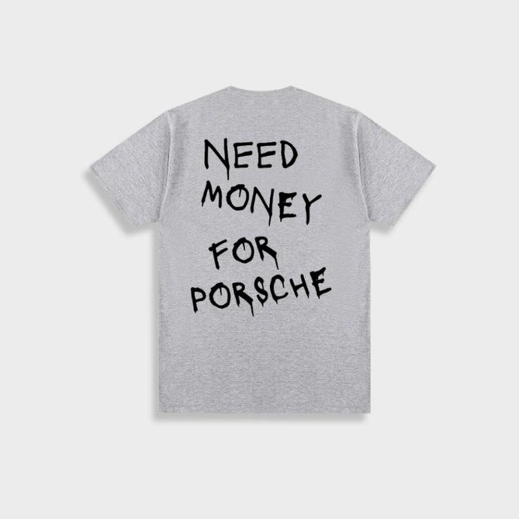 Marlon - Heren Vintage 'Geld nodig voor Porsche' Katoenen T-shirt