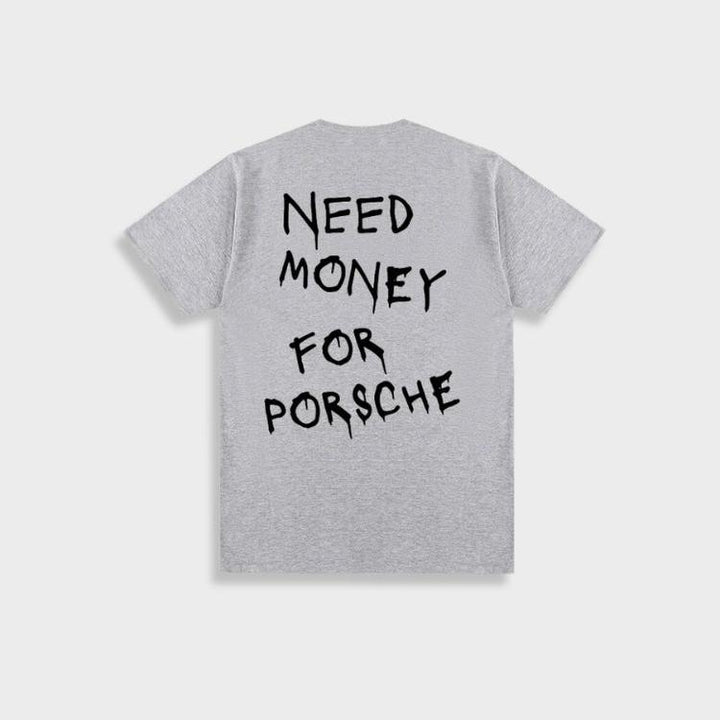 Marlon - Heren Vintage 'Geld nodig voor Porsche' Katoenen T-shirt