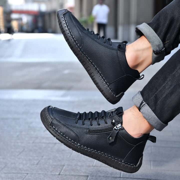 Kunstleren herentrainers met zijsluiting urban stijl - Aksel