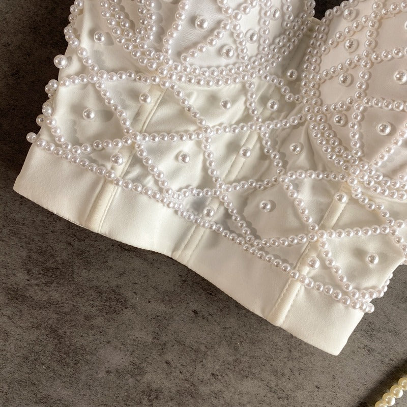Dames bustier top met zwarte strass - Anastacia