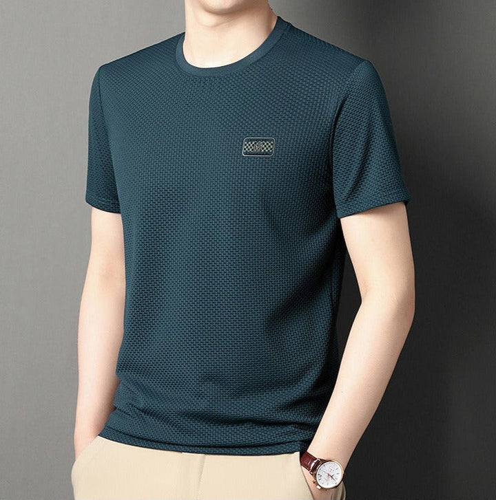 Technisch gebreid T-shirt met ronde hals voor heren - Henry