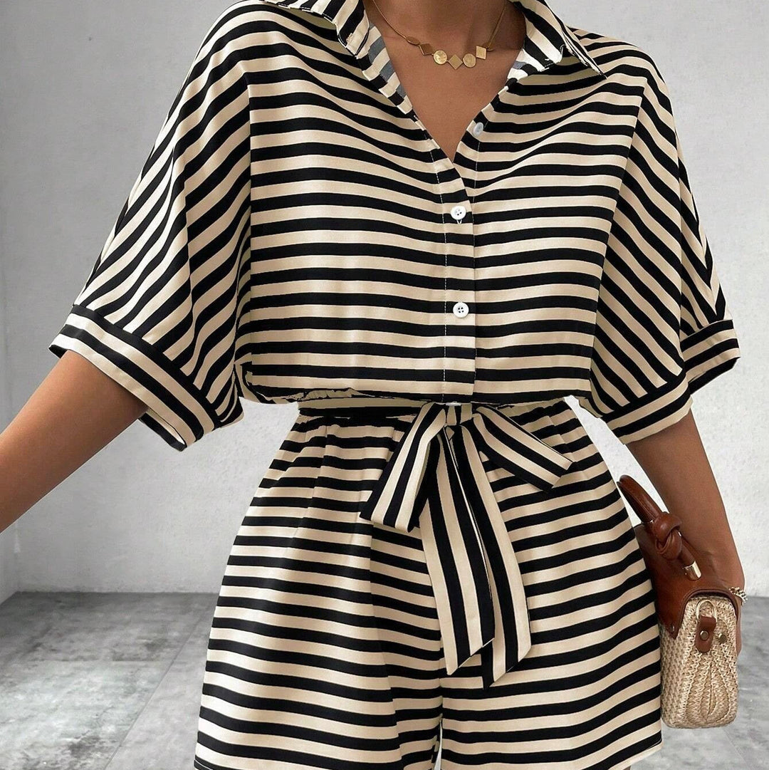 Shirt korte jumpsuit met horizontale strepen - Brisa