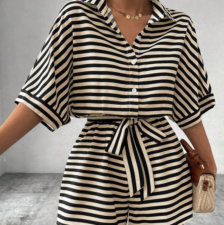 Shirt korte jumpsuit met horizontale strepen - Brisa
