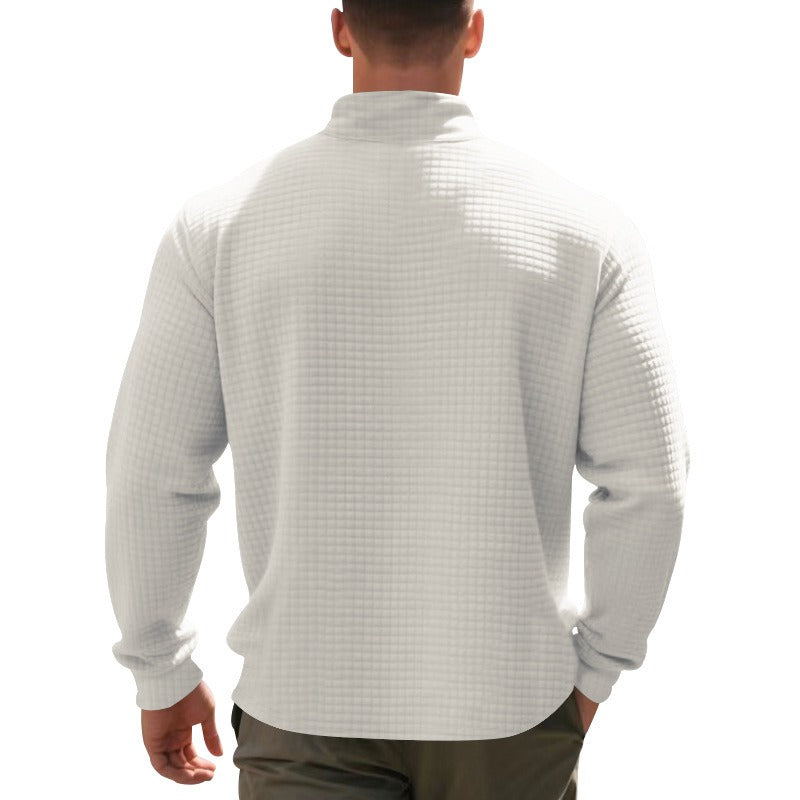 Herenpullover met halve rits en wafelstructuur - Taren