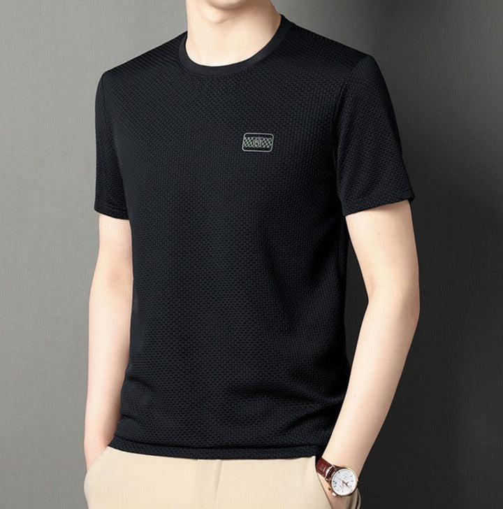 Technisch gebreid T-shirt met ronde hals voor heren - Henry