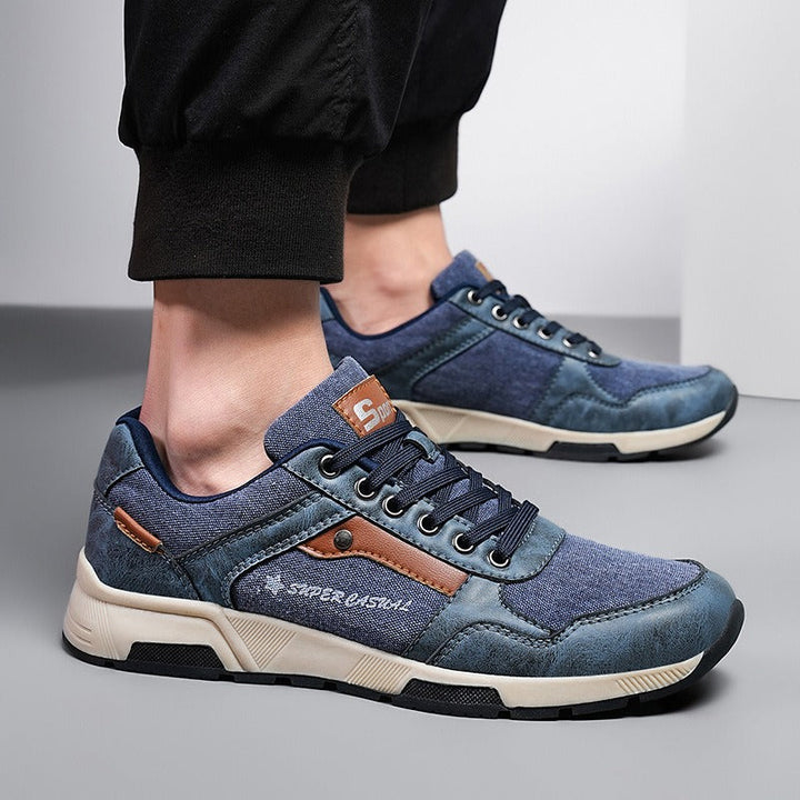 Retro herentrainers met casual materiaalmix - Luis