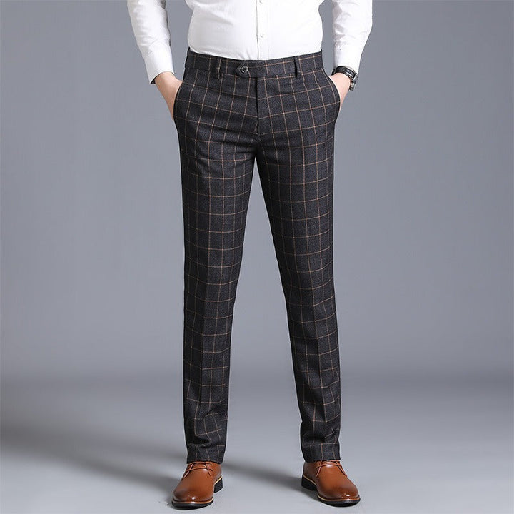 Formele geruite herenbroek in slim fit - Léon