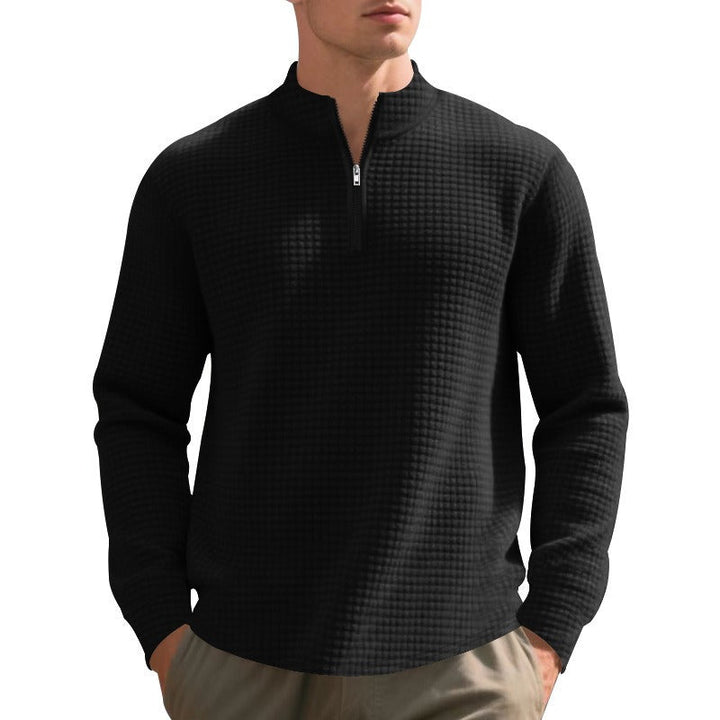 Herenpullover met halve rits en wafelstructuur - Taren