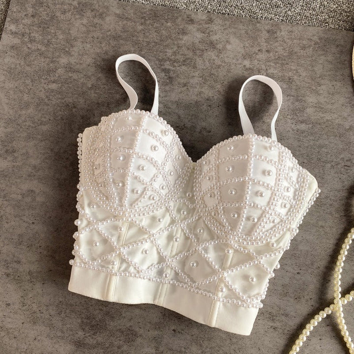 Dames bustier top met zwarte strass - Anastacia