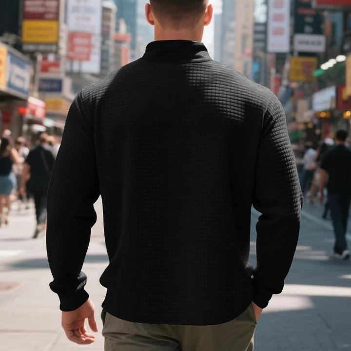 Herenpullover met halve rits en wafelstructuur - Taren