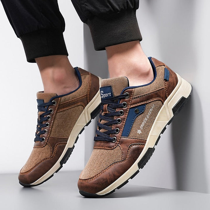 Retro herentrainers met casual materiaalmix - Luis