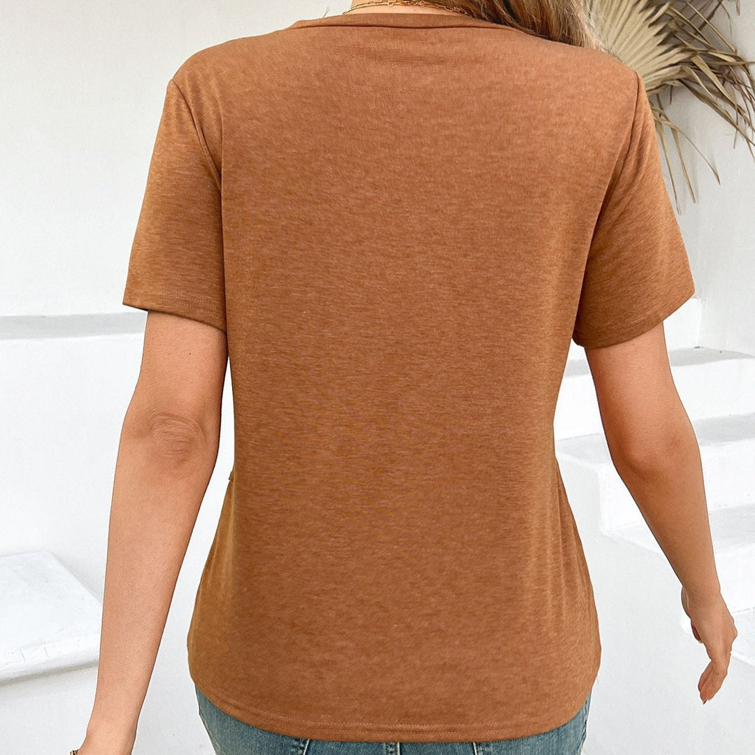 Katoenen dames-T-shirt met decoratieve stiksels in casual stijl - Laia