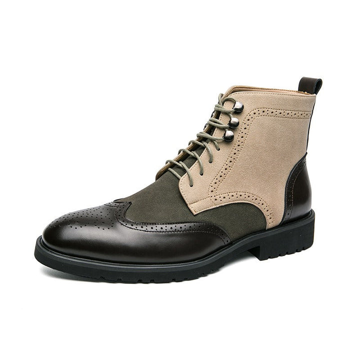 Herenhoge laarzen van synthetisch leer met brogue detail - Lennart
